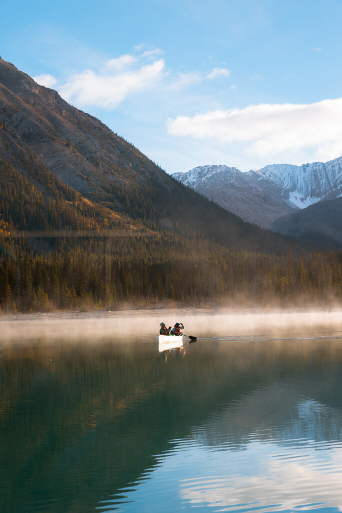 canoeing Maligne Lake 