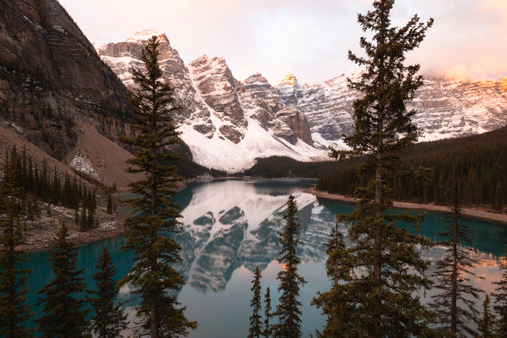 Moraine Lake from the Rockpile at sunrise 